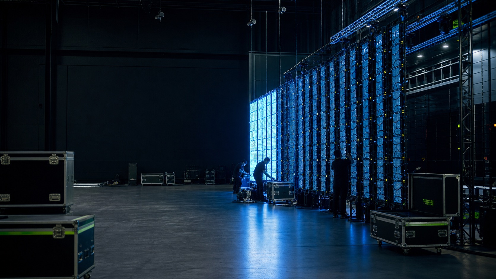 Application visualization of large-format LED event preparation.